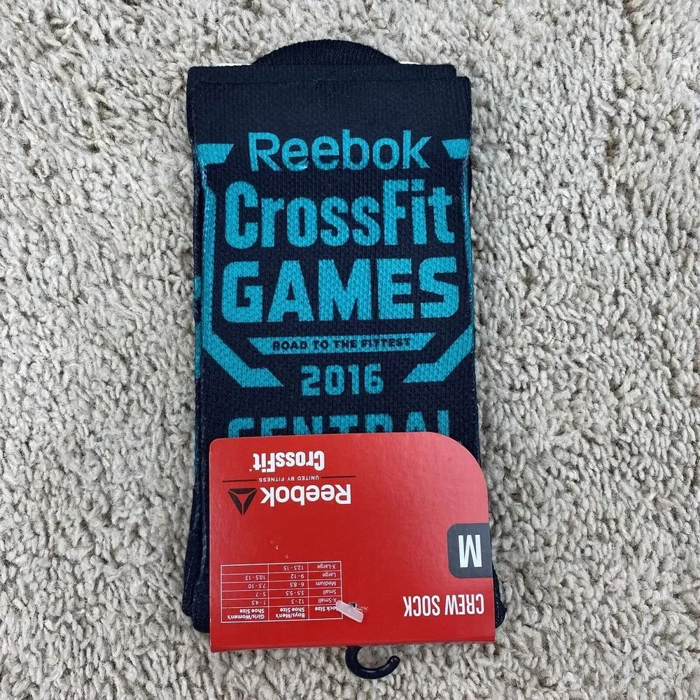 Reebok Crossfit Games Crew Socks Mens M (6-8.5) Black Teal 2016 Central Regional